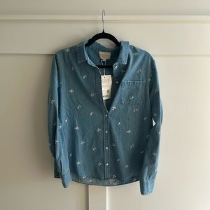 Sezane Blue Floral Button Shirt